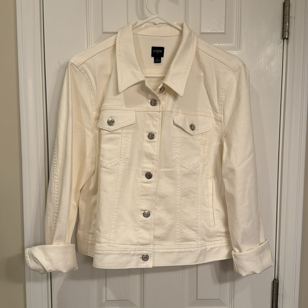 J.Crew Classic jean jacket in white wash, LARGE / CHALK WHITE #AN581